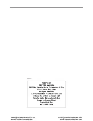 Yamaha Raptor 700 Service Manual (2006-2008) - Comprehensive Repair Guide Preview image 2
