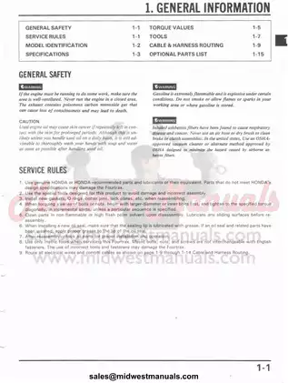 1986-1989 Honda TRX250R Service Manual Preview image 4
