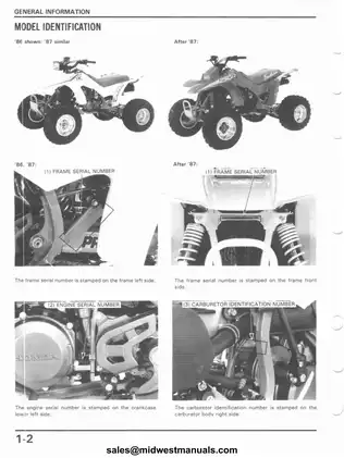 1986-1989 Honda TRX250R Service Manual Preview image 5