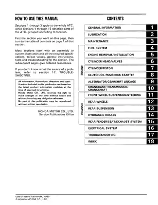 1985-1986 Honda ATC 350X 3-Wheeler  / ATV repair and service manual Preview image 3