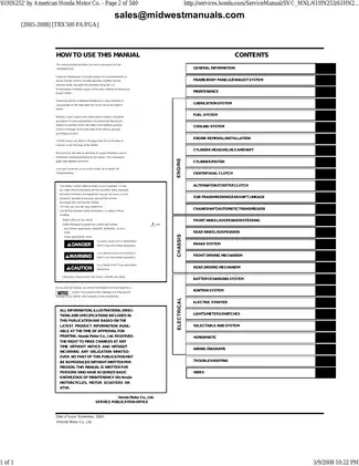 2005-2008 Honda Rubicon 500 Service Manual - Comprehensive Guide Preview image 3