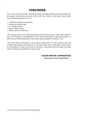 Suzuki LT80 Service Manual (1990 - 2006) - Complete Repair Guide Preview image 3
