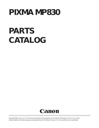 Canon Pixma MP830 printer parts catalog