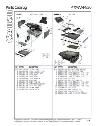 Canon Pixma MP830 printer parts catalog Preview image 3