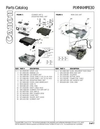 Canon Pixma MP830 printer parts catalog Preview image 4
