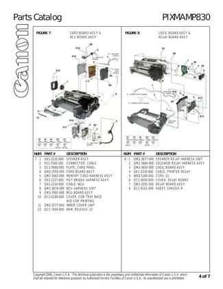 Canon Pixma MP830 printer parts catalog Preview image 5
