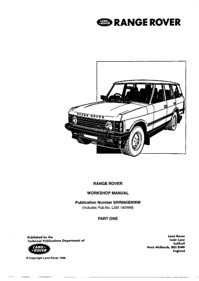 1986–1994 Range Rover Workshop Manual (P/N SRR660ENWM)