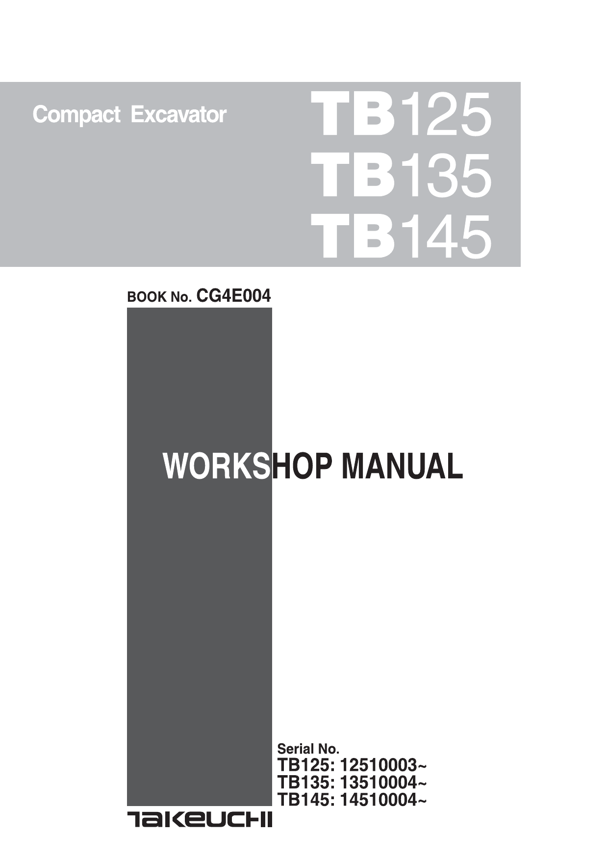 Takeuchi TB 145 compact excavator workshop manual Preview image 1