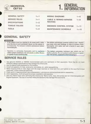 1977 Honda CB750K8, CB750F3 shop manual Preview image 5