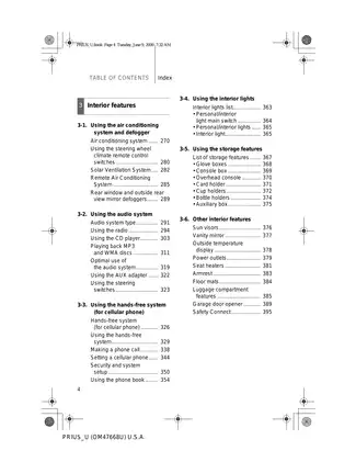 2010 Toyota Prius owners manual Preview image 4