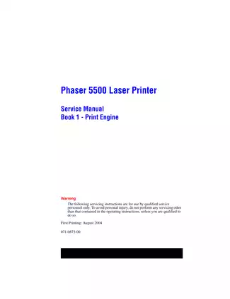 Xerox Phaser 5500 monochrome laser printer service manual Preview image 1