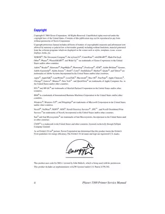 Xerox Phaser 5500 Laser Printer Service Manual - Complete Guide for Technicians Preview image 2