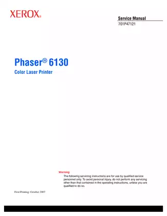 Xerox Corporation Phaser 6130 color laser printer service manual Preview image 3