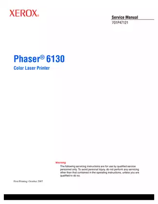 Xerox Phaser 6130 Color Laser Printer Service Manual Preview image 3