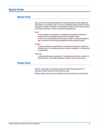 Xerox Phaser 6130 Color Laser Printer Service Manual Preview image 5