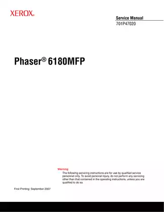 Xerox Phaser 6180MFP Multifunction Printer Service Manual: All-in-One Guide for Expert Service and Repair Preview image 3