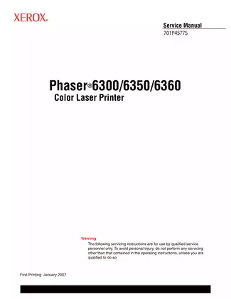 Xerox Phaser 6300 + 6350 + 6360 service guide Preview image 3