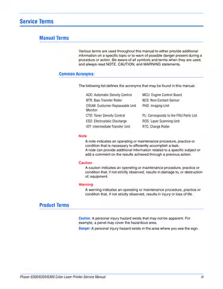 Xerox Phaser 6300/6350/6360 Color Laser Printer Service Manual Preview image 5