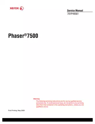 Xerox Phaser 7500 Service Manual - Comprehensive Guide for Technicians Preview image 3