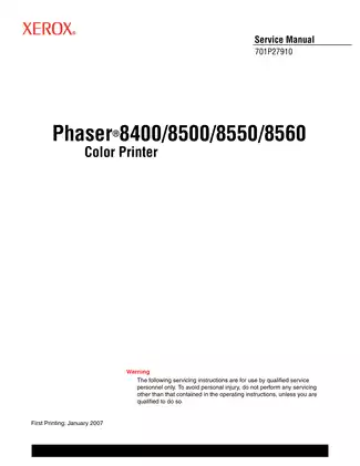Xerox Phaser 8400, 8500, 8550, 8560 color printer service manual Preview image 3