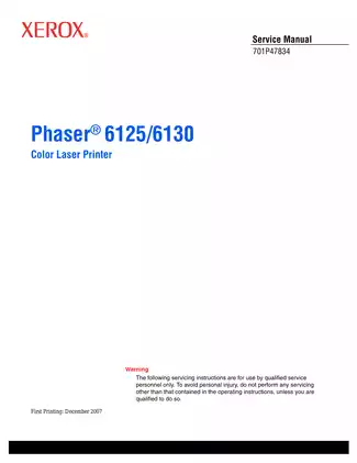 Xerox Phaser 6125, 6130 series color laser printer service manual Preview image 3
