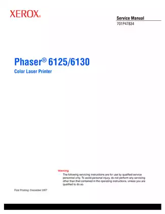 Xerox Phaser 6125/6130 Color Laser Printer Service Manual PDF Download Preview image 3