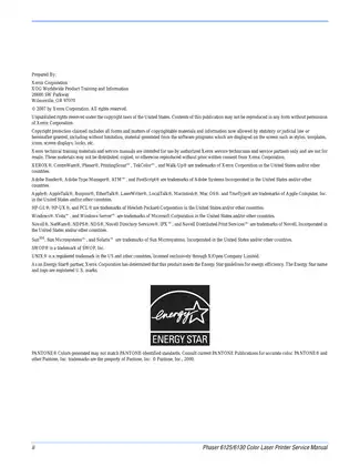 Xerox Phaser 6125/6130 Color Laser Printer Service Manual PDF Download Preview image 4