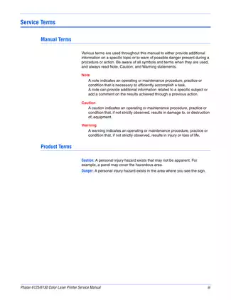 Xerox Phaser 6125, 6130 series color laser printer service manual Preview image 5
