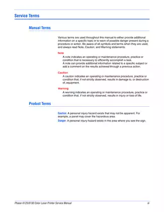 Xerox Phaser 6125/6130 Color Laser Printer Service Manual PDF Download Preview image 5