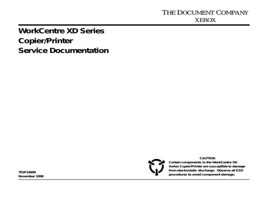 Xerox XD100 + XD102 + XD104 copiers/printer service guide Preview image 1