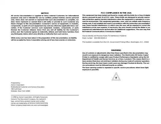 Xerox WorkCentre XD Series Copier/Printer Service Manual - Comprehensive Guide Preview image 2