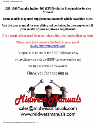 1986-1990 Yamaha Inviter 300 Snowmobile Service Manual