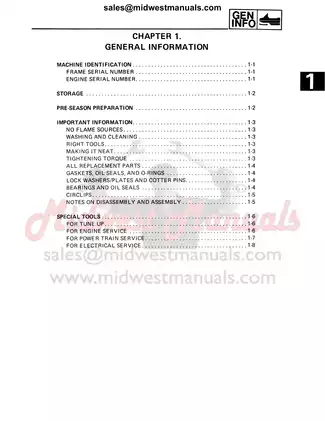 1986-1990 Yamaha Inviter 300 Snowmobile Service Manual Preview image 4