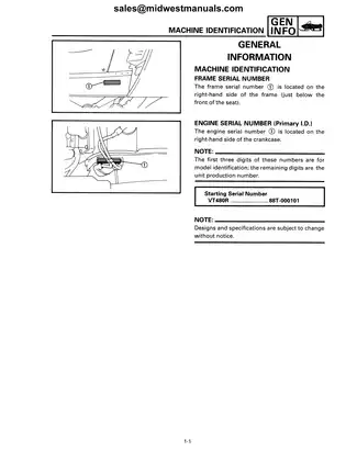 1991-1997 Yamaha Venture GT VT480GT, Venture TR VT480TR, Venture XL VT480, Venture VT480TF snowmobile service manual Preview image 5