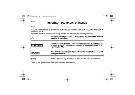 2007-2009 Yamaha Grizzly 700 owner´s manual Preview image 4