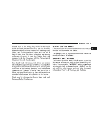 Dodge Ram Cummins Turbo Diesel Owner's Manual and Service Guide Preview image 5