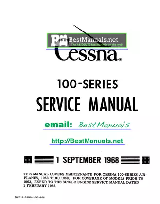 1963-1968 Cessna 150, 172, P 172, F 172, 180, 182, 185 service manual.