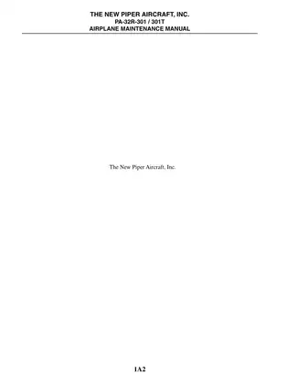 Piper PA-32R-301/301T Airplane Maintenance Manual (Revised Edition) Preview image 2