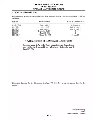 Piper PA-32R-301/301T Airplane Maintenance Manual (Revised Edition) Preview image 3