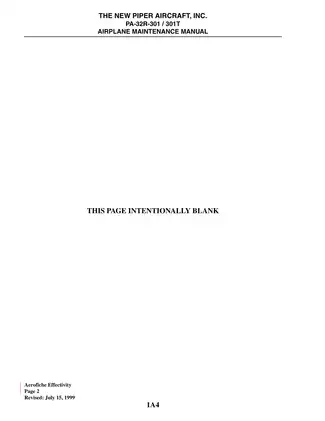 Piper PA-32R-301/301T Airplane Maintenance Manual (Revised Edition) Preview image 4