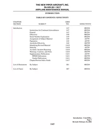 Piper PA-32R-301/301T Airplane Maintenance Manual (Revised Edition) Preview image 5