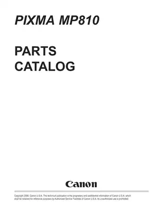 Canon Pixma MP810, MP960 parts catalog