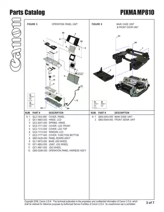 Canon Pixma MP810, MP960 parts catalog Preview image 4