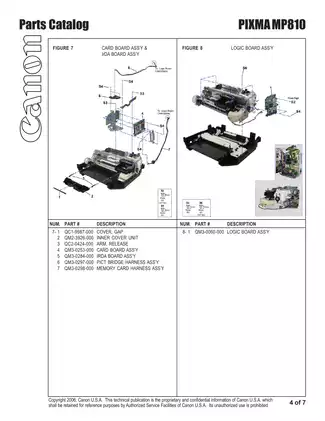 Canon Pixma MP810, MP960 parts catalog Preview image 5