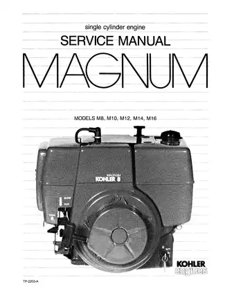 Kohler Magnum M8, M10, M12, M14, M16 service manual Preview image 1