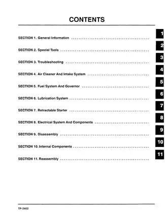 Kohler Command 11 hp, 12.5 hp, 14 hp engine horizontal crankshaft service manual Preview image 2