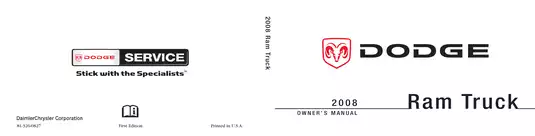 Dodge Ram 2008 Owner’s Manual and Maintenance Guide