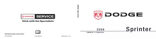 2008 Dodge Sprinter Vehicle Owner's Manual - Complete Guide for Canadian Models