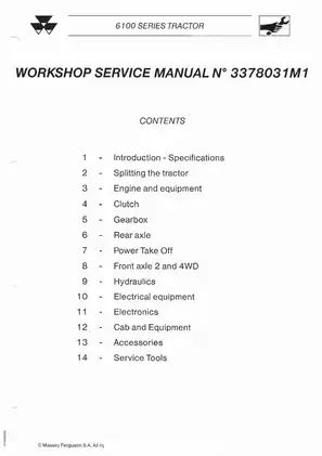 Massey Ferguson 6110, 6120, 6130, 6140, 6150, 6160, 6170, 6180, 6190 tractor service manual Preview image 2