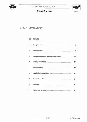 Massey Ferguson 6110, 6120, 6130, 6140, 6150, 6160, 6170, 6180, 6190 tractor service manual Preview image 5